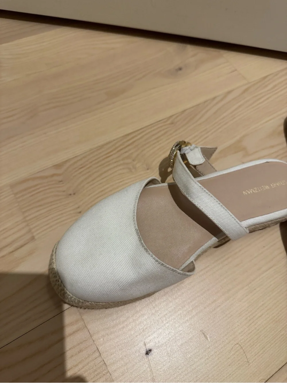Stuart Weitzman Women’s White Espadrille Slingback Mules 7